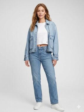 GAP NWT Soft Oversized Denim Utility Jacket ~Size M
